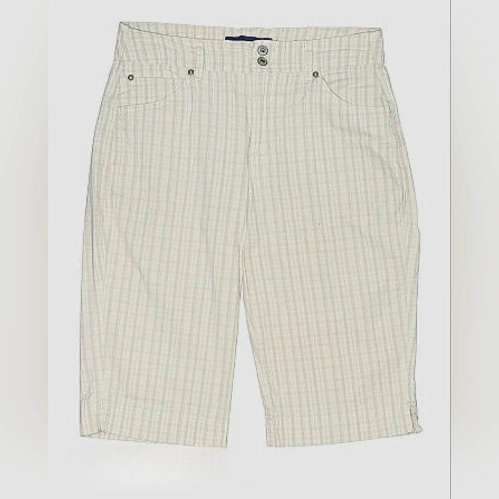 Bandolino Blu Beige Plaid Capri Pants Women’s 12